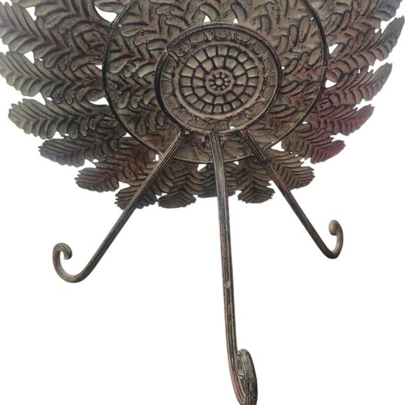 Brutalist-Style Sunburst Sunflower Patina Brass Copper Bowl Decor - Picture 4 of 5